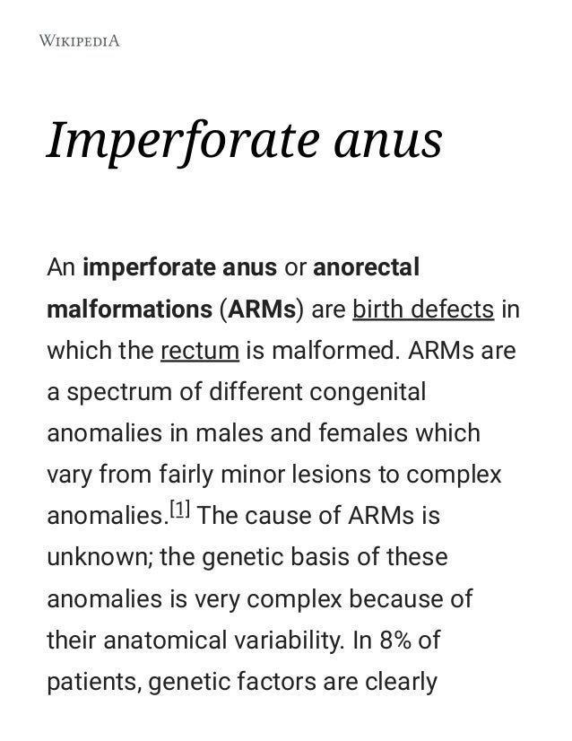 imperforate anus and associated defects Imperforate anus and associated defects